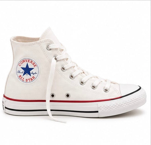 CLASSIC WHITE CANVAS HIGH TOP LACE-UP SNEAKERS