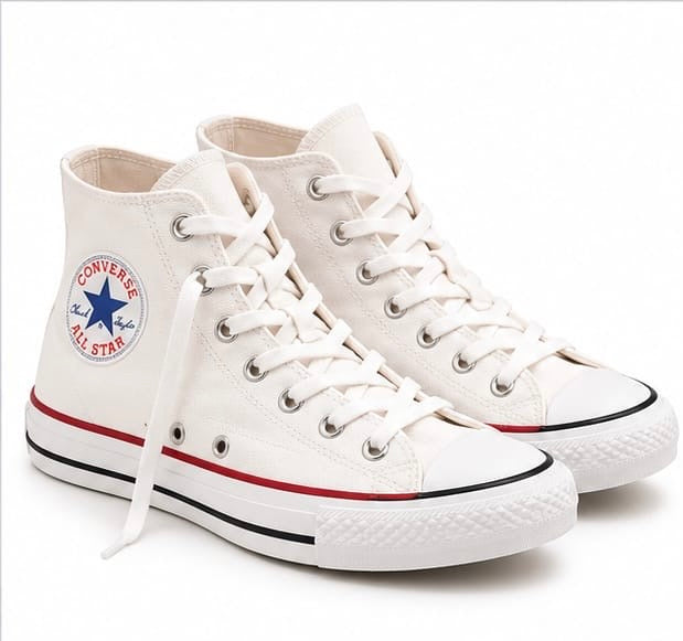 CLASSIC WHITE CANVAS HIGH TOP LACE-UP SNEAKERS