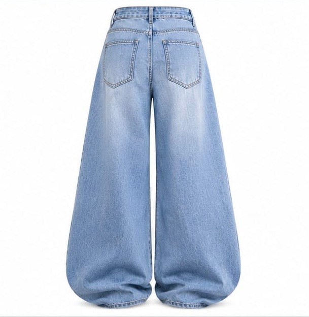 LIGHT WASH OVERSIZED BARREL LEG BALLOON JEANS