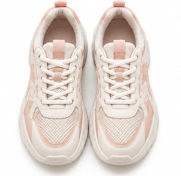 CHUNKY MESH LACE-UP PLATFORM RUNNING SNEAKERS