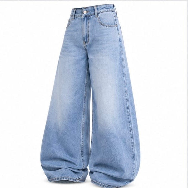 LIGHT WASH OVERSIZED BARREL LEG BALLOON JEANS