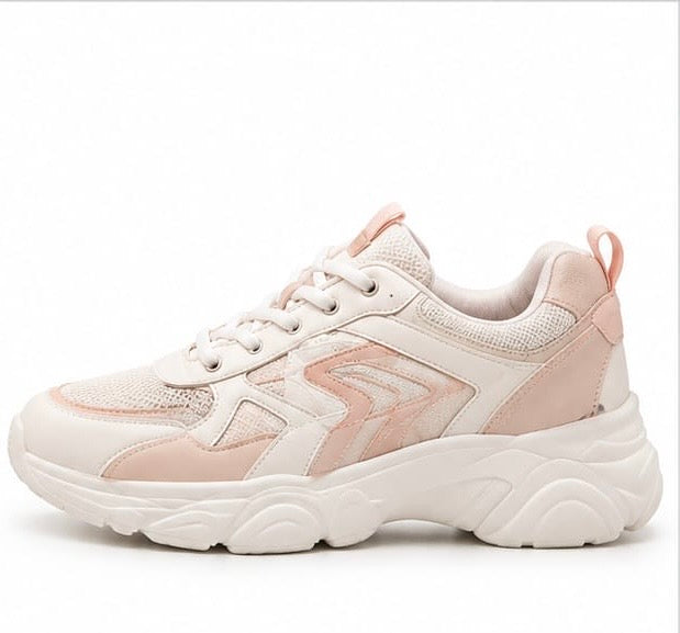 CHUNKY MESH LACE-UP PLATFORM RUNNING SNEAKERS