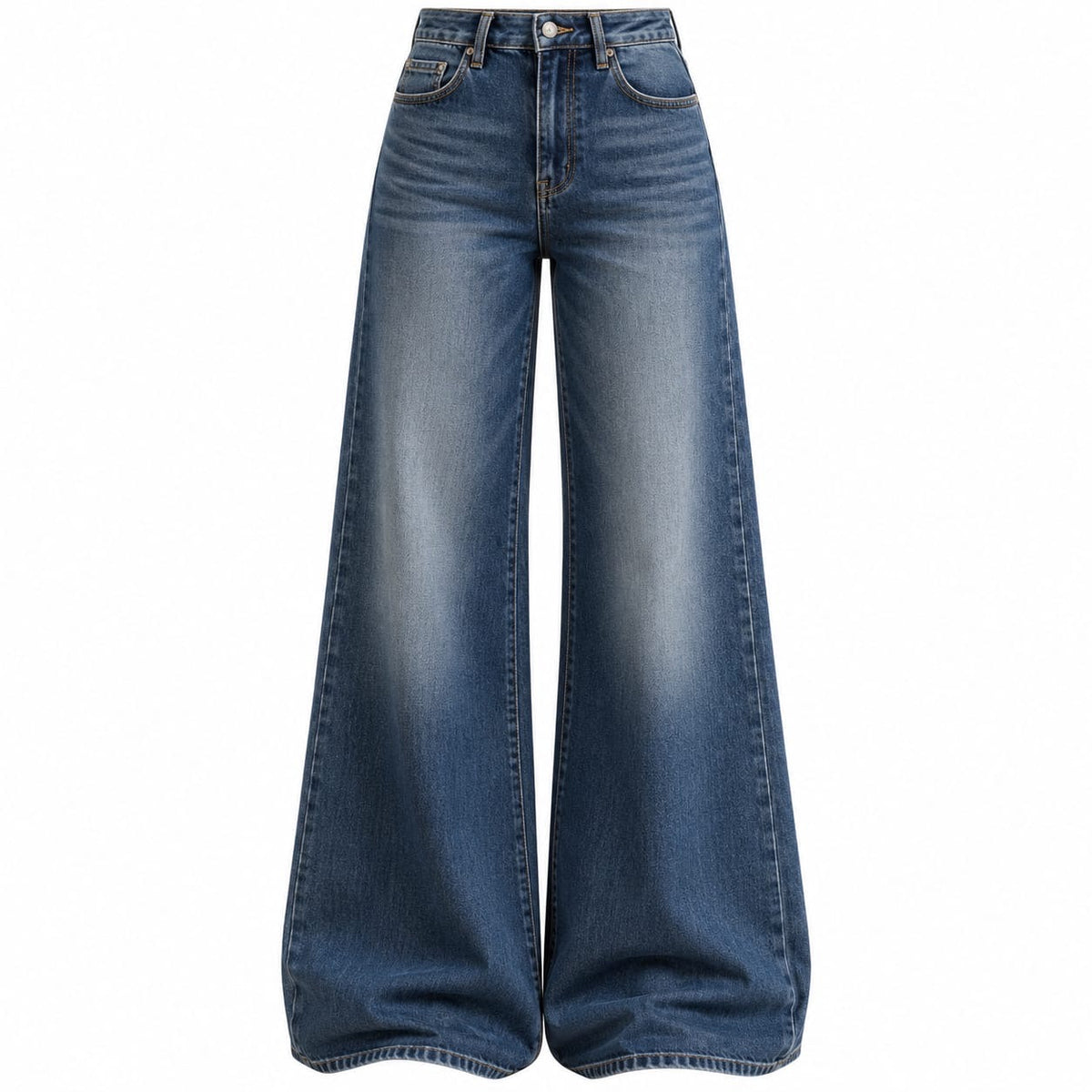 DARK WASH HIGH WAIST FLARE WIDE LEG JEANS