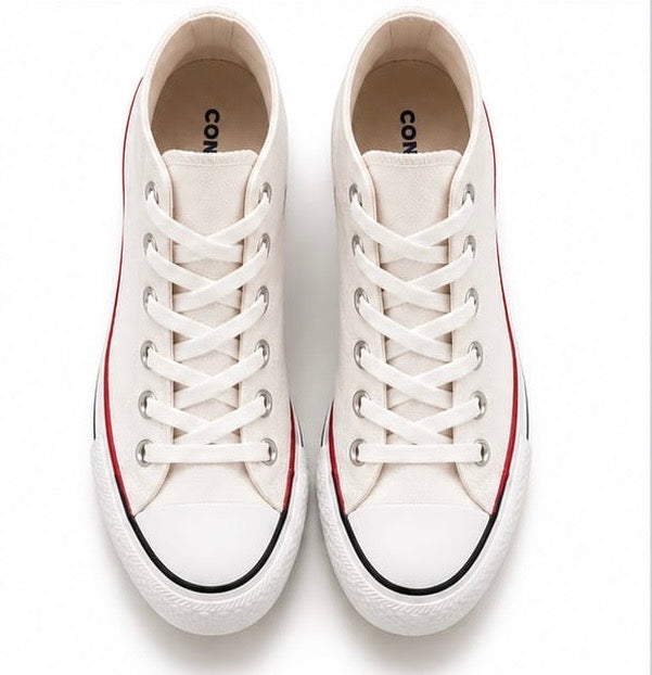 CLASSIC WHITE CANVAS HIGH TOP LACE-UP SNEAKERS